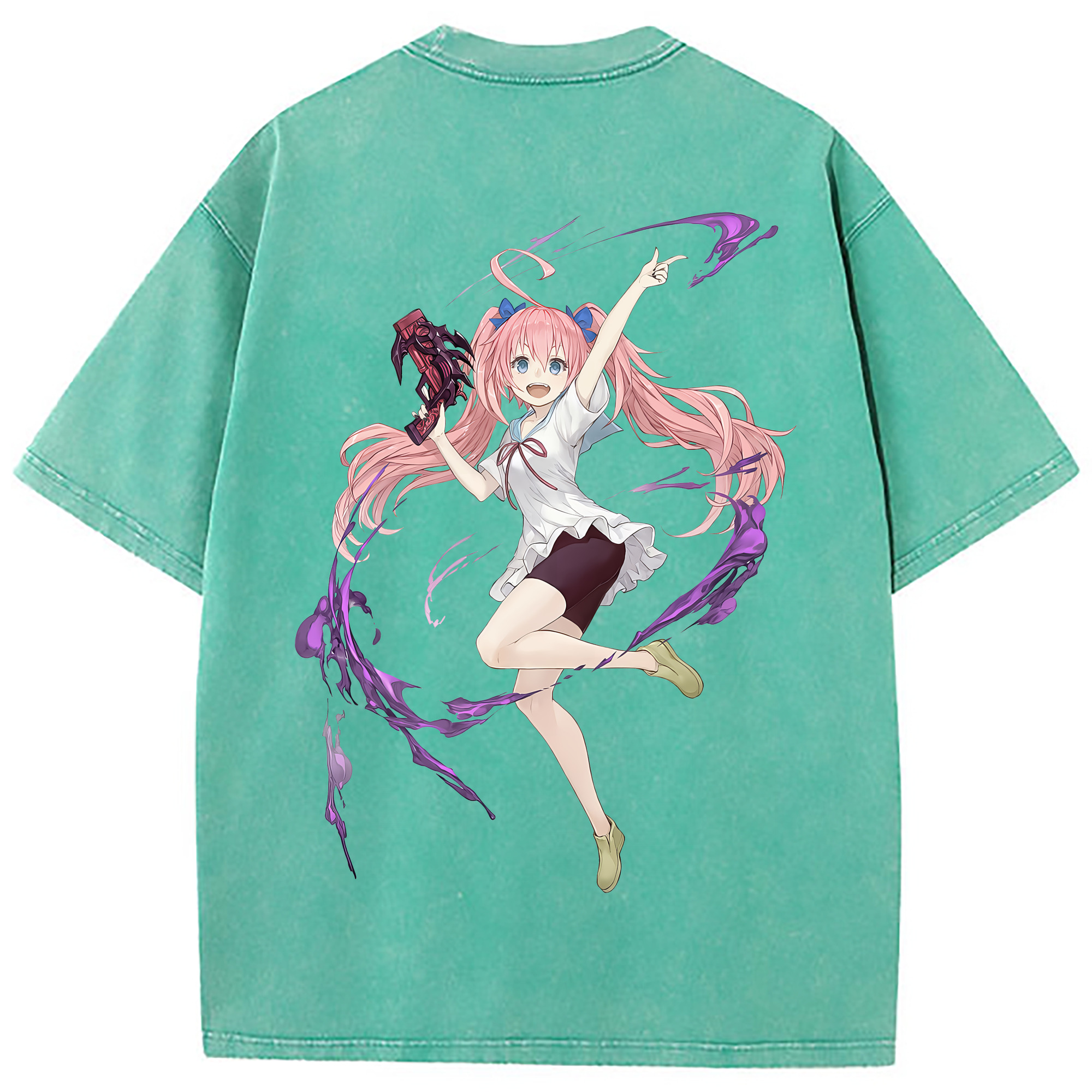 （画像用） 転スラ Regarding Reincarnated to Slime 綿100% ヴィンテージ風 半袖Tシャツ（背面プリント）